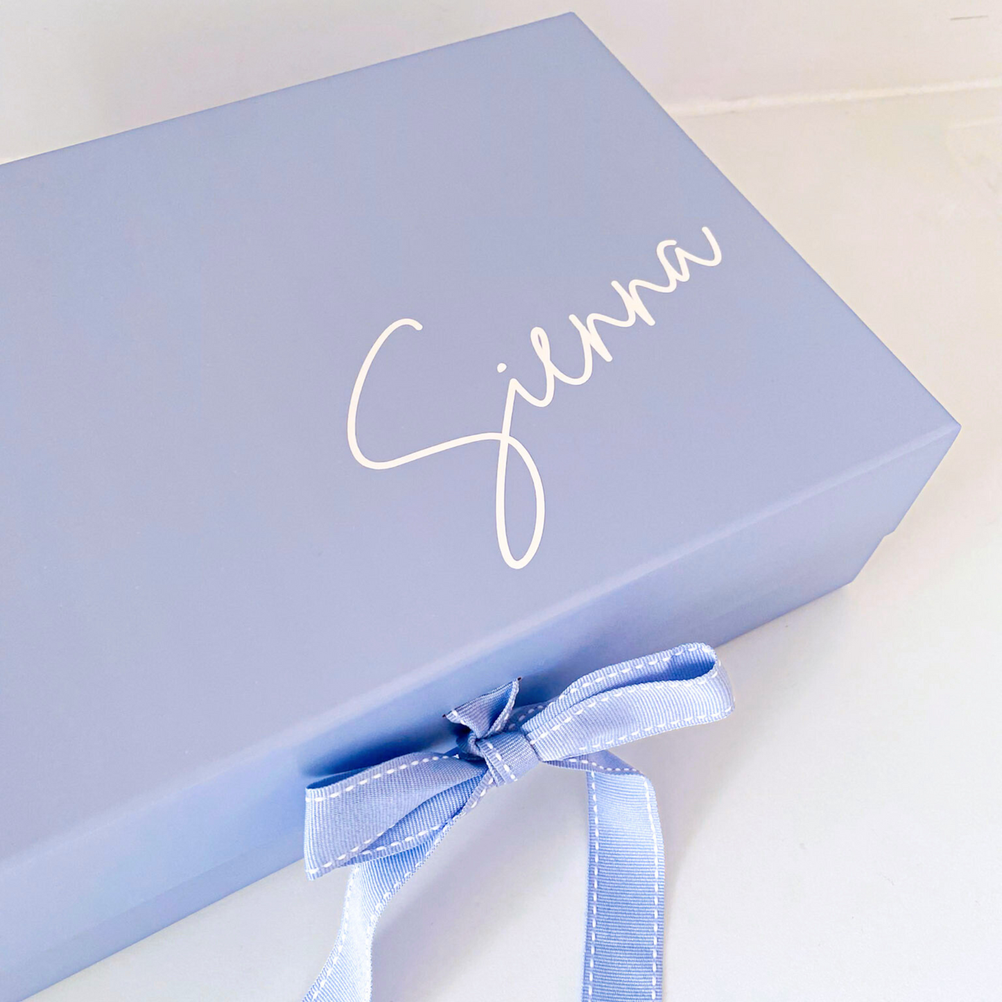 Personalised Blue Gift Box with Ribbon