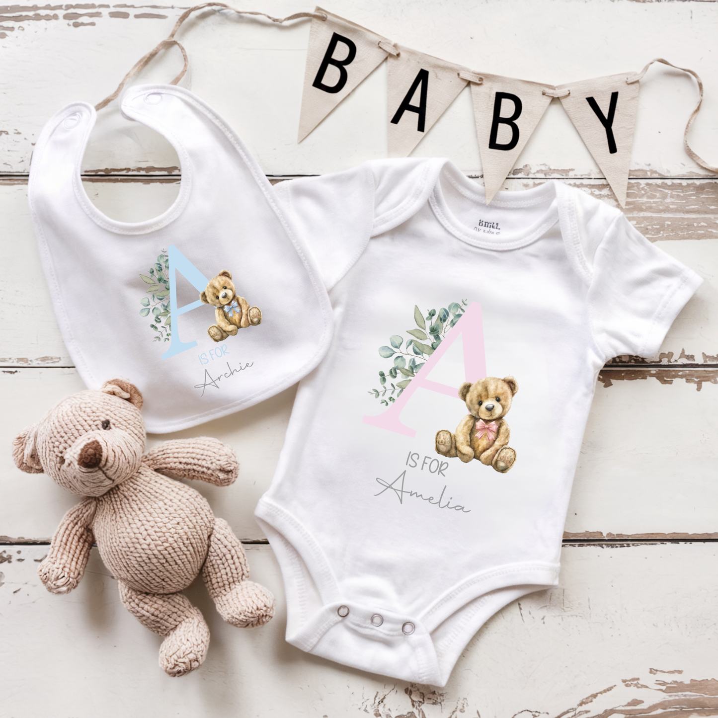 Initial and name baby vest