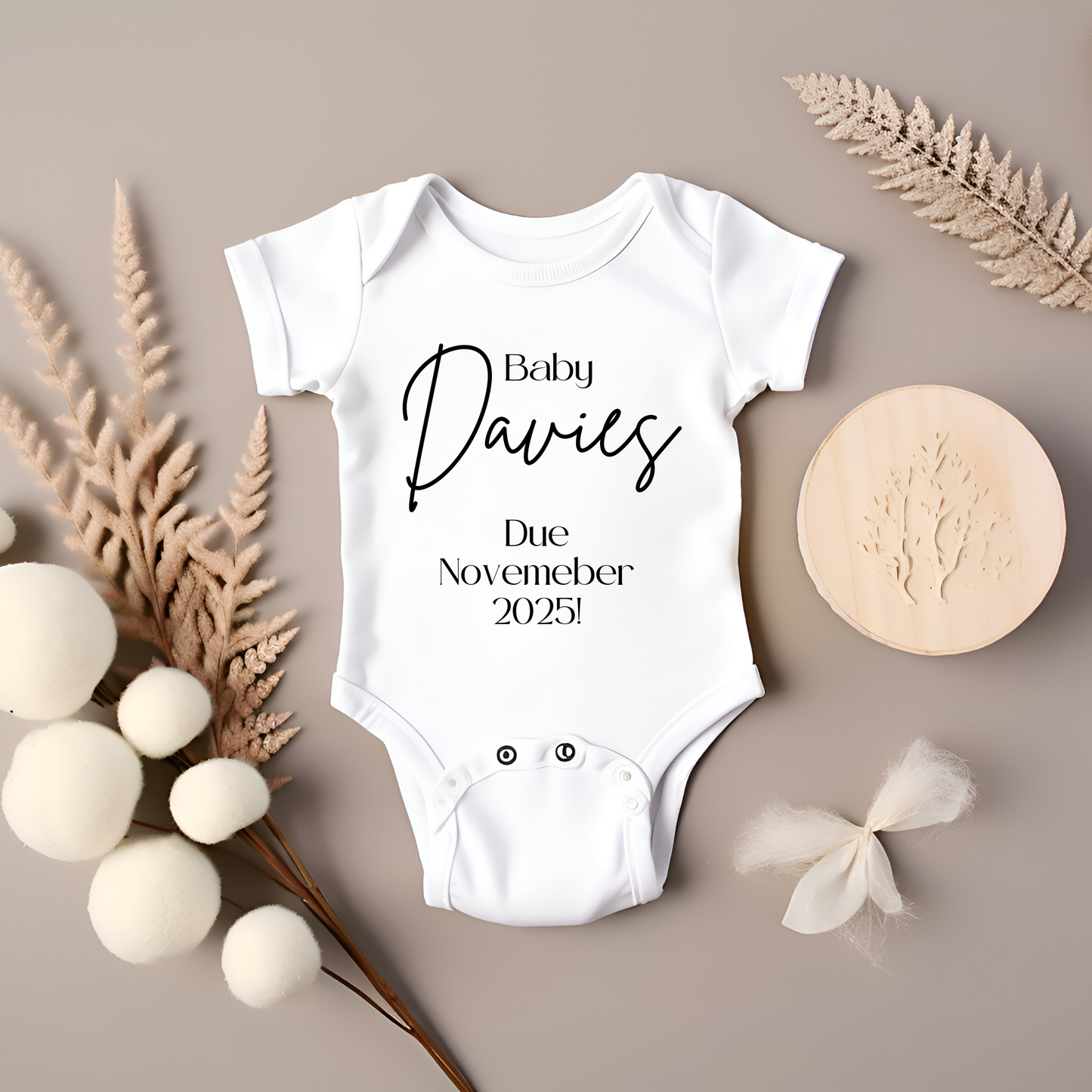 Personalised new baby announcement with due date