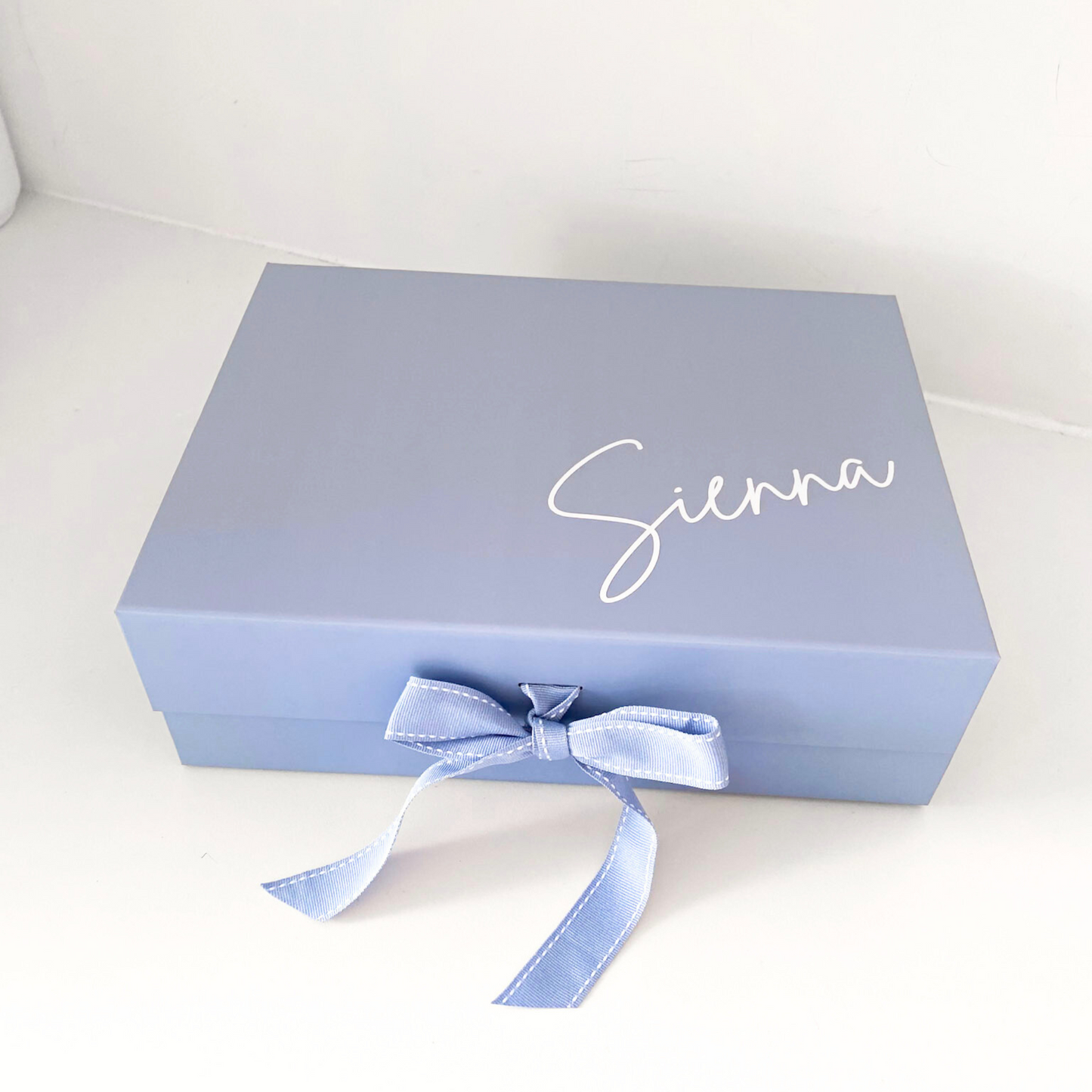 Personalised Blue Gift Box with Ribbon