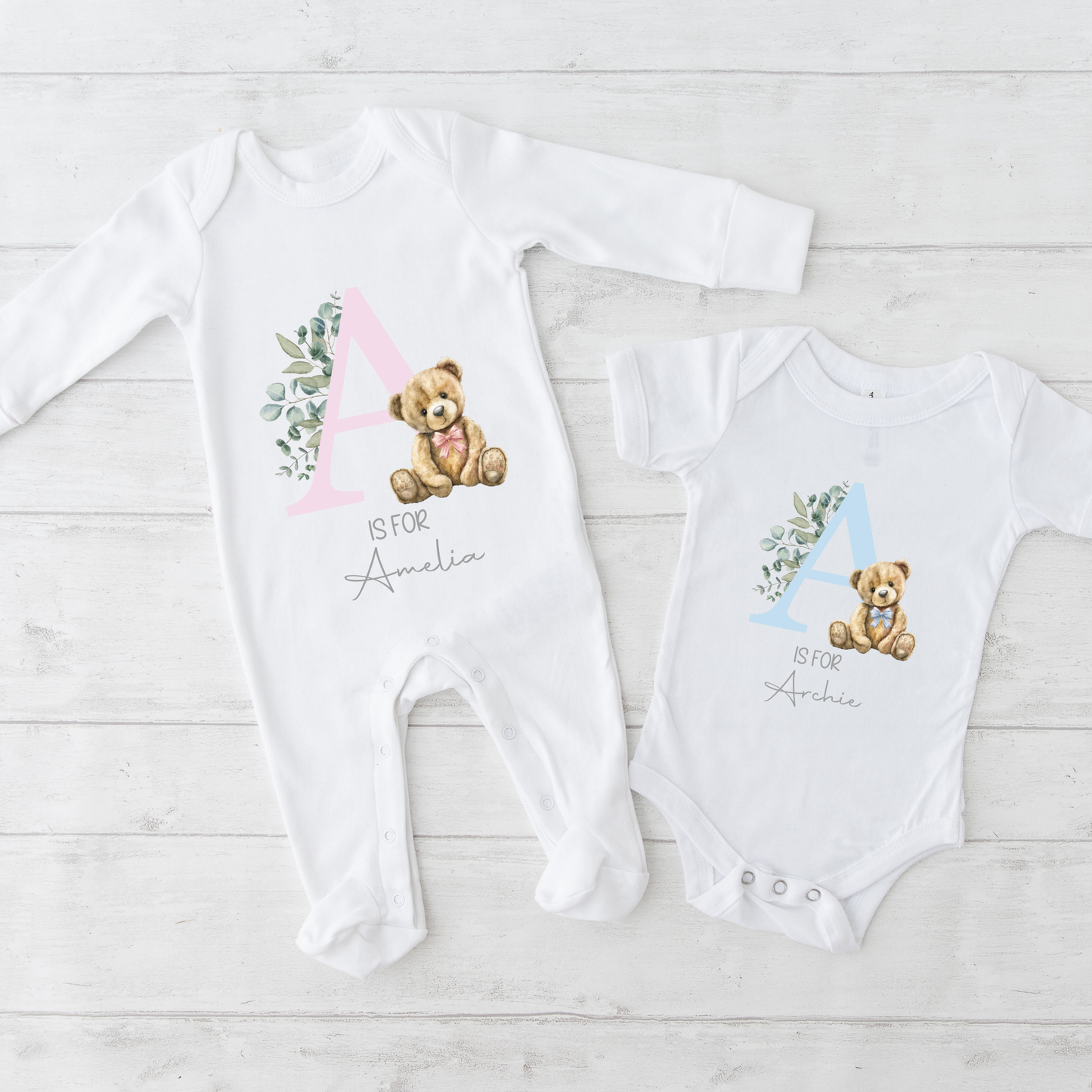 Initial and name baby vest
