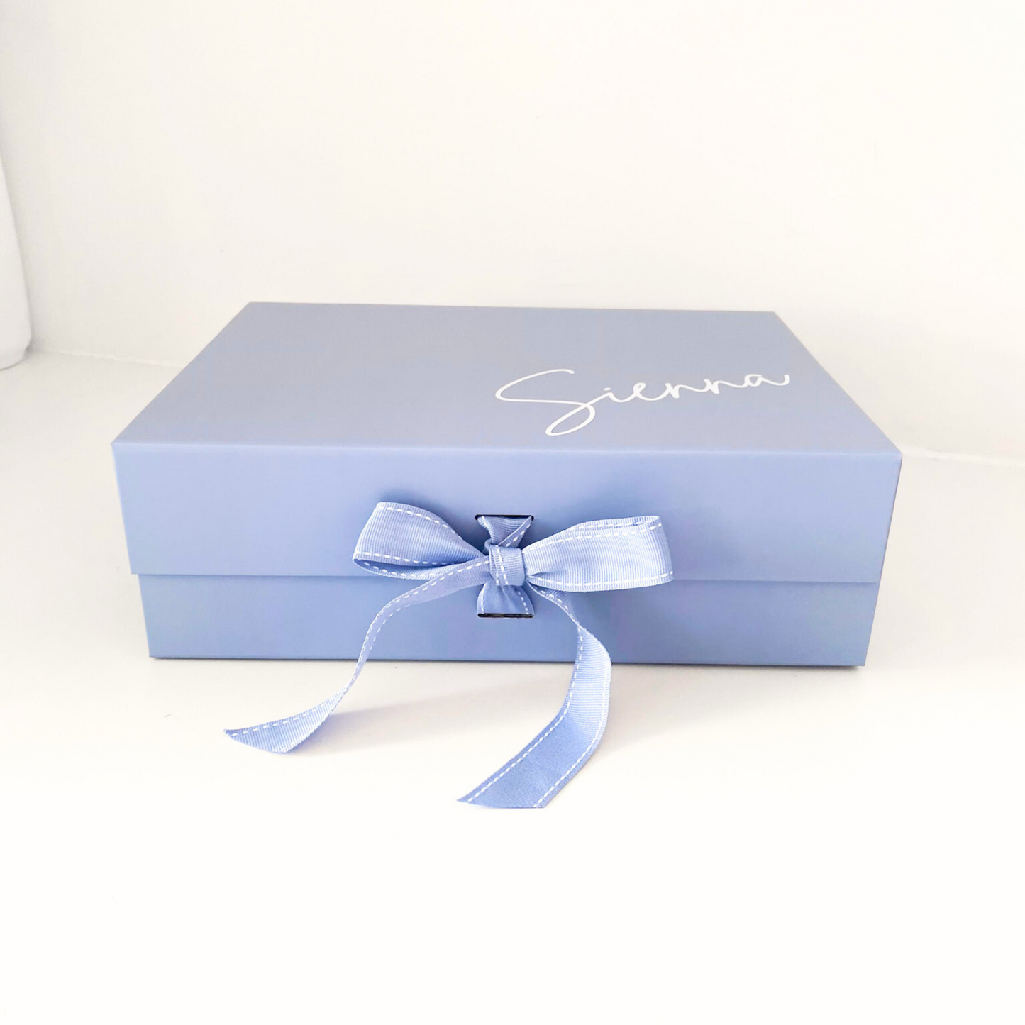 Personalised Blue Gift Box with Ribbon