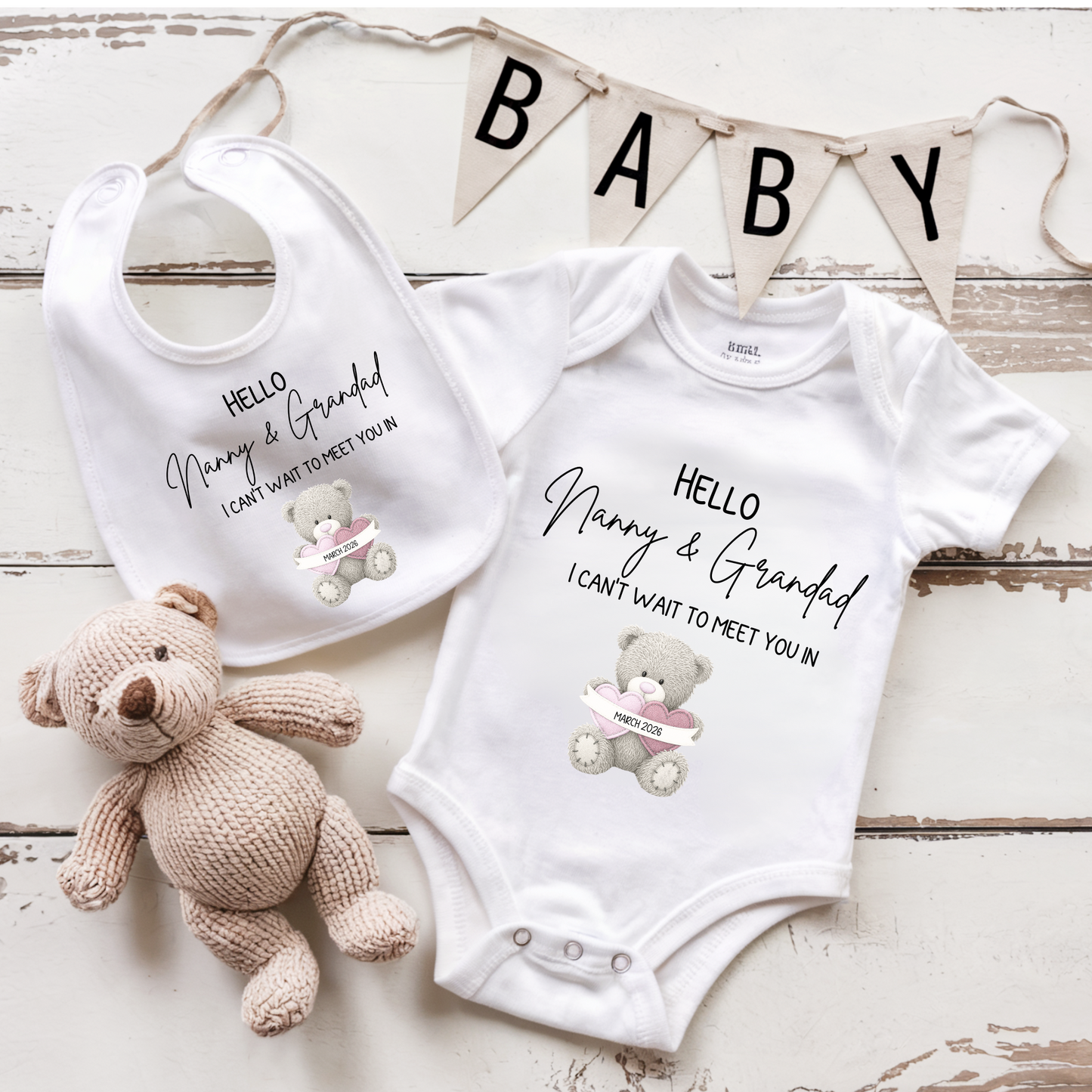 Hello Nanny and Grandad Baby Vest