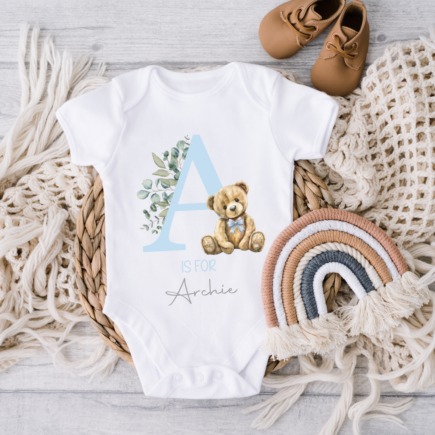 Initial and name baby vest