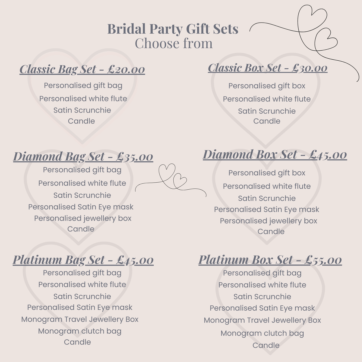 Bridal party gift bag/box set - Champagne Gold