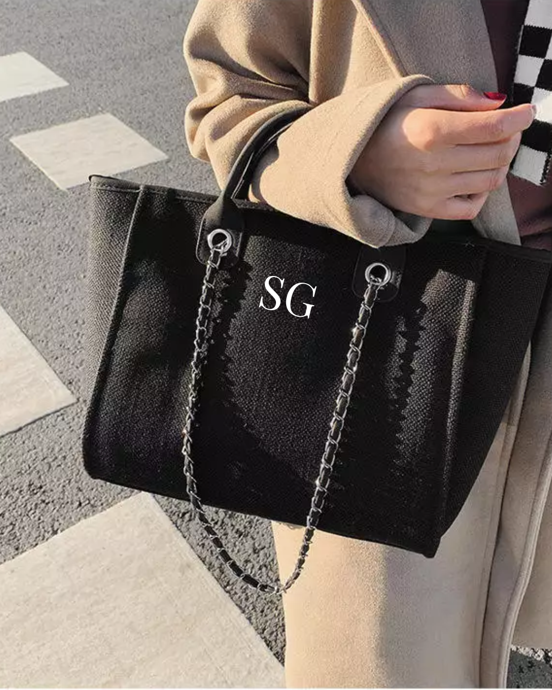 Personalised Canvas Chain Handbag - Medium