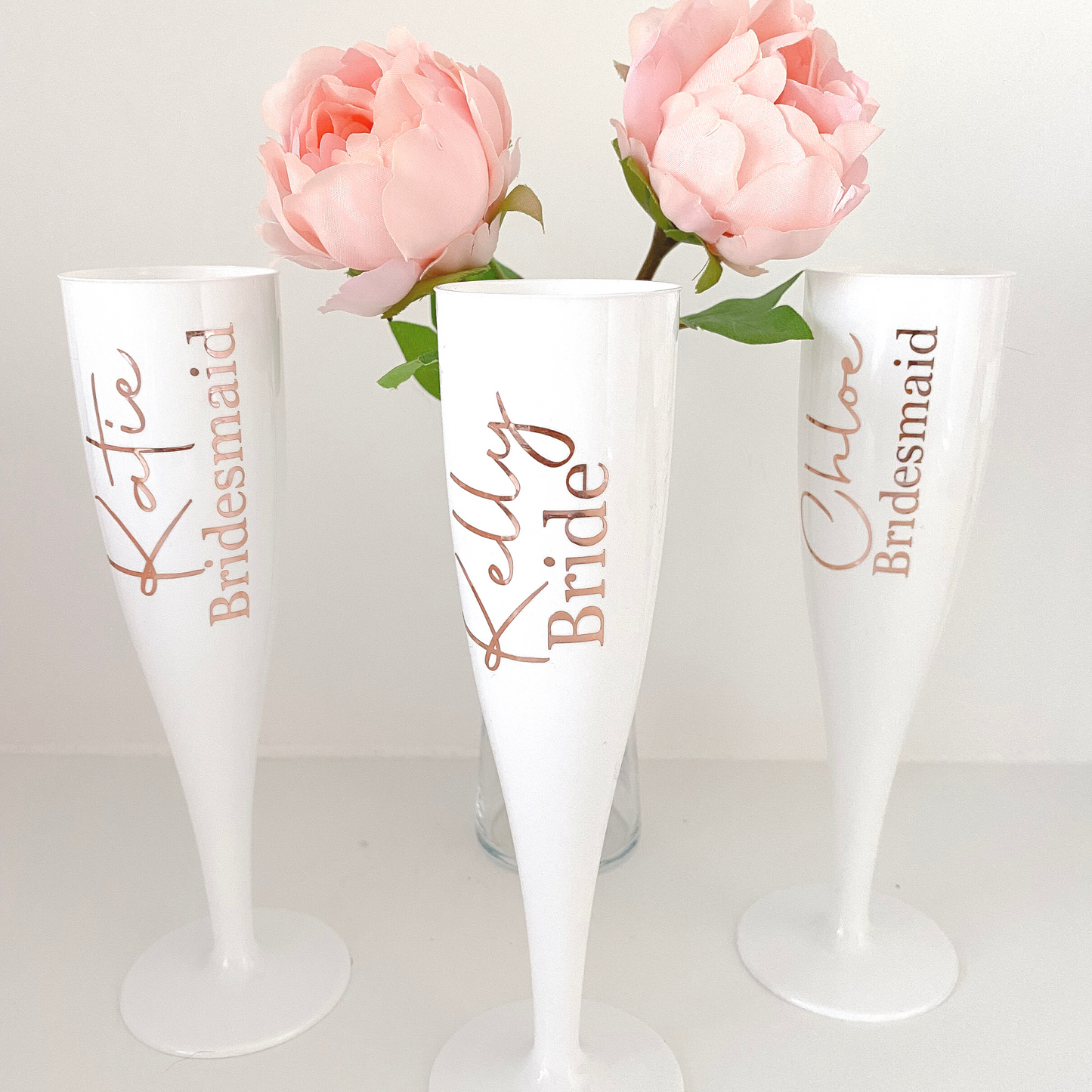 white champagne flutes for hen party