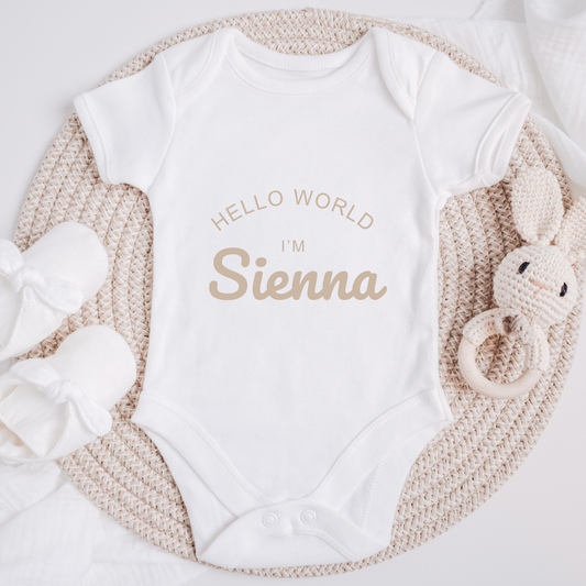 Personalised Hello World Sleepsuit
