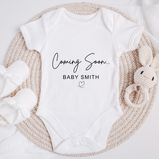 Personalised Coming Soon Baby Vest