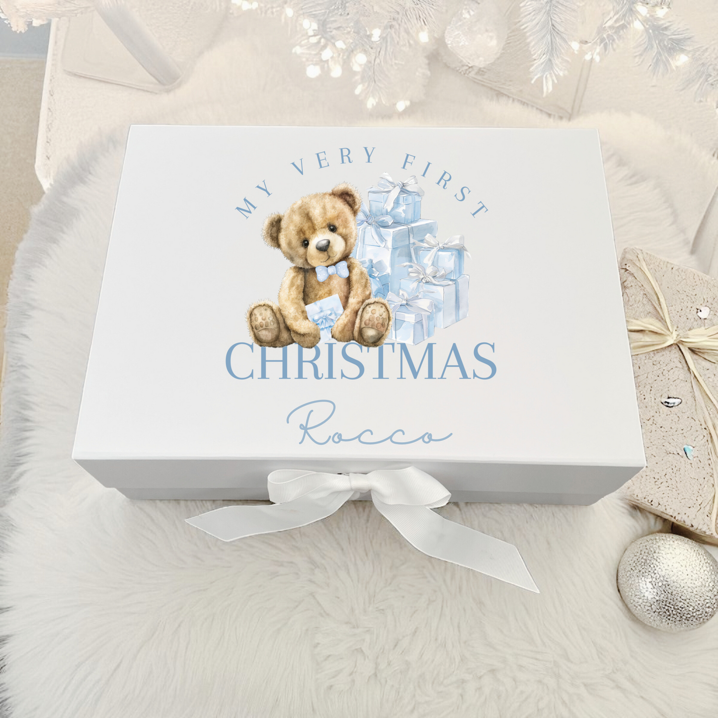 My First Christmas Gift Box - Blue Teddy