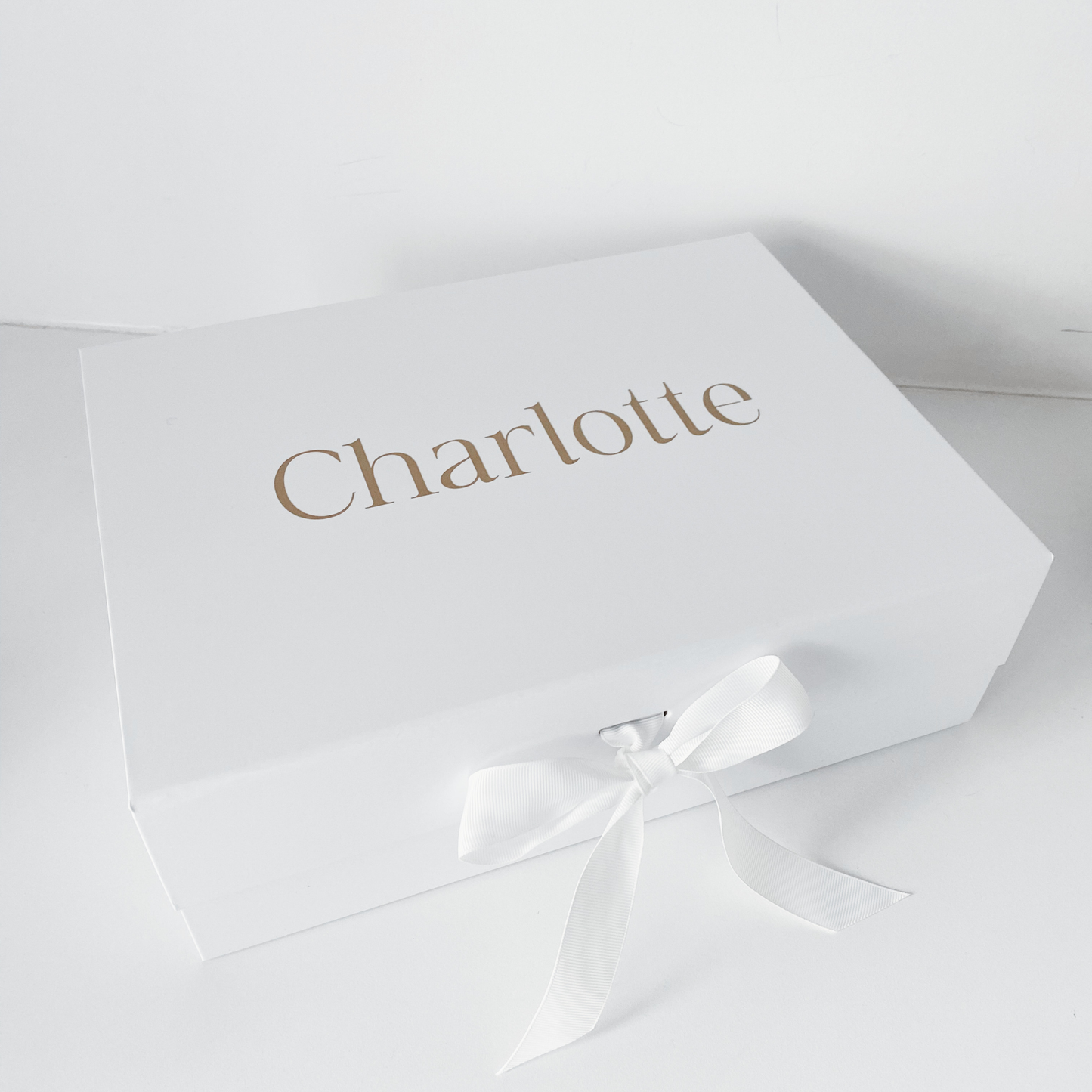 Personalised bridesmaid gift box with name on the lid
