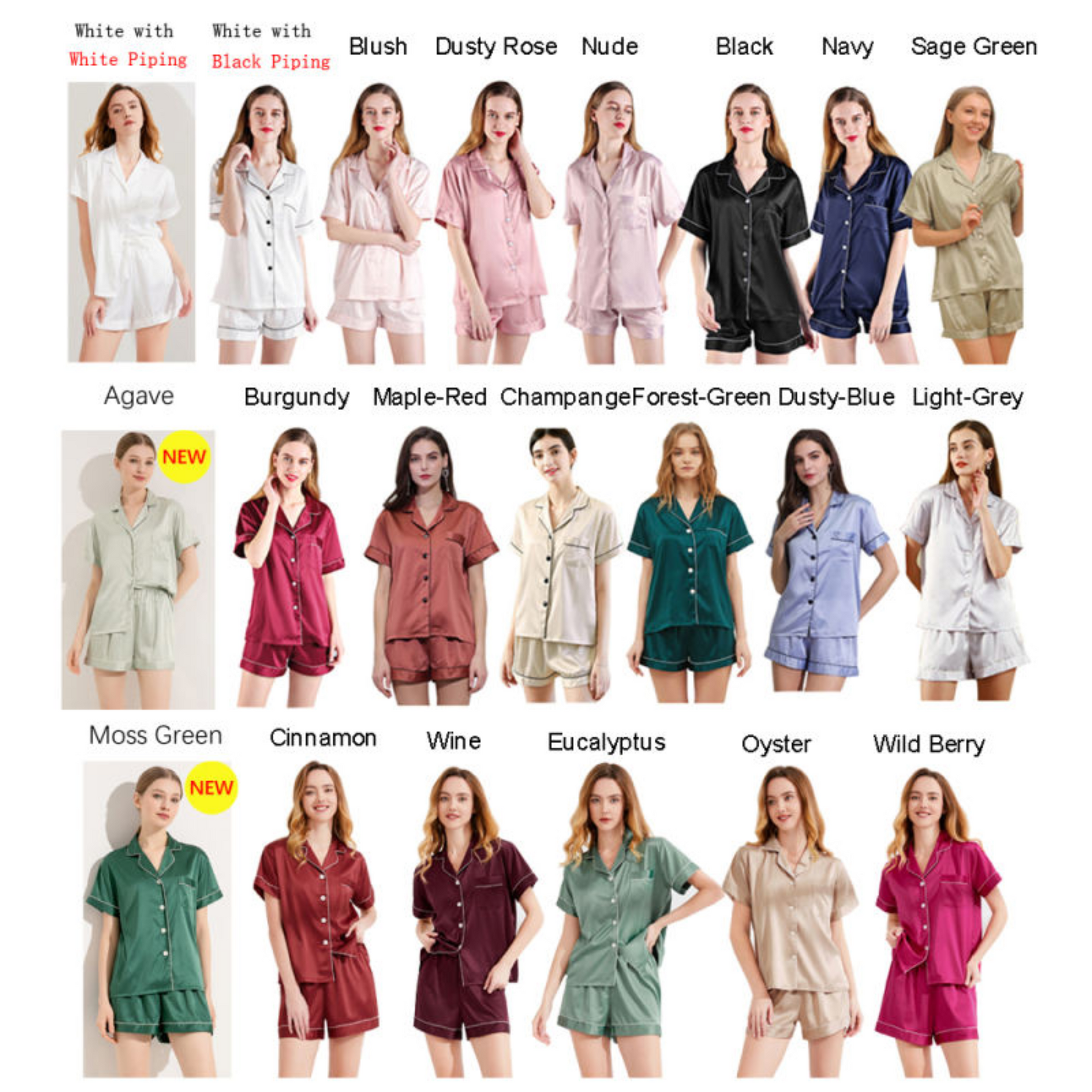 colour chart for personalised pyjamas