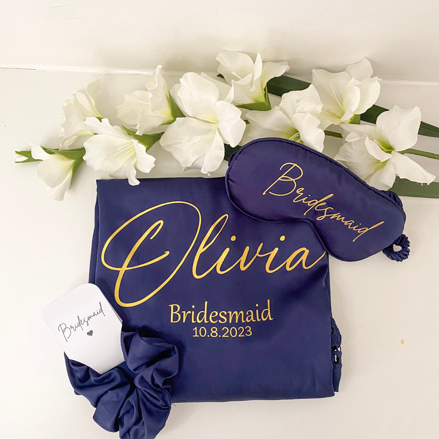 Personalised bridal robe gift set - Navy Blue
