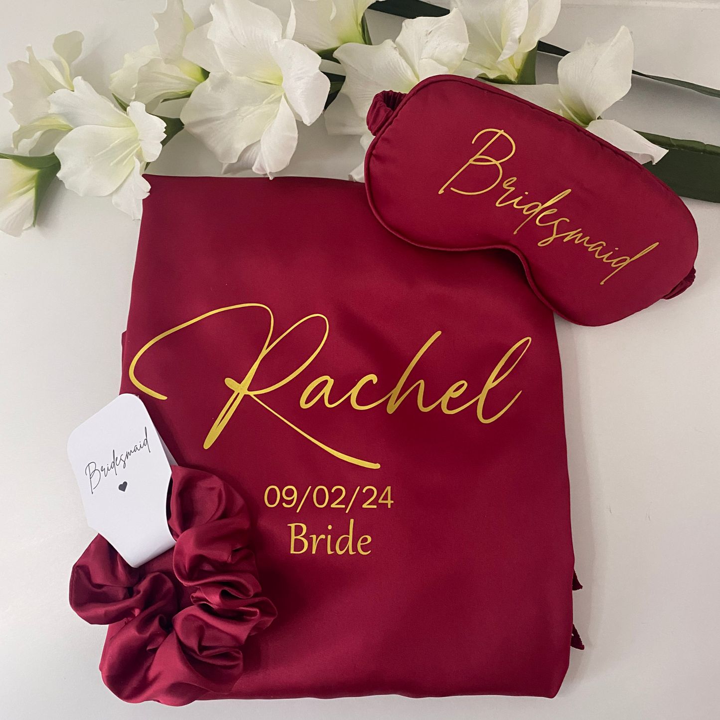 Personalised bridal robe gift set - Burgundy