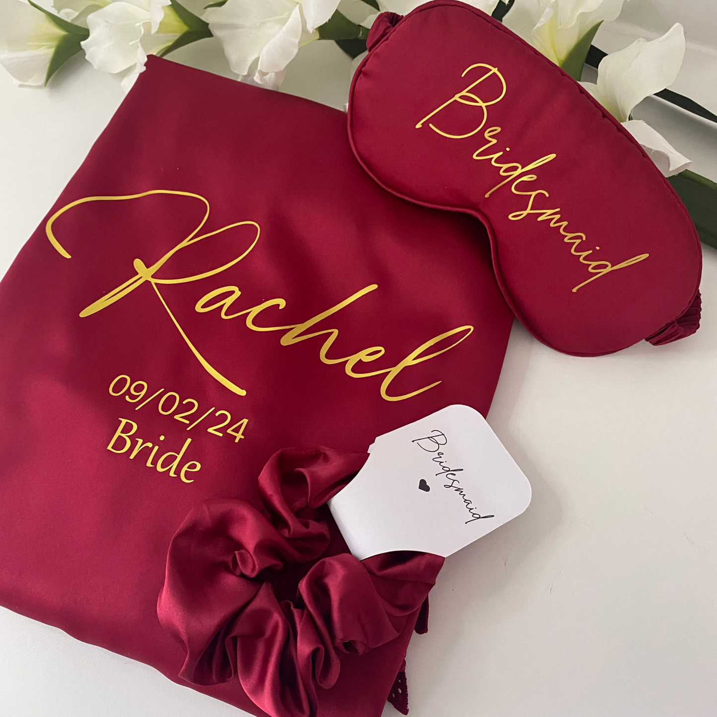 Personalised bridal robe gift set - Burgundy