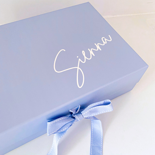 Personalised Blue Gift Box with Ribbon