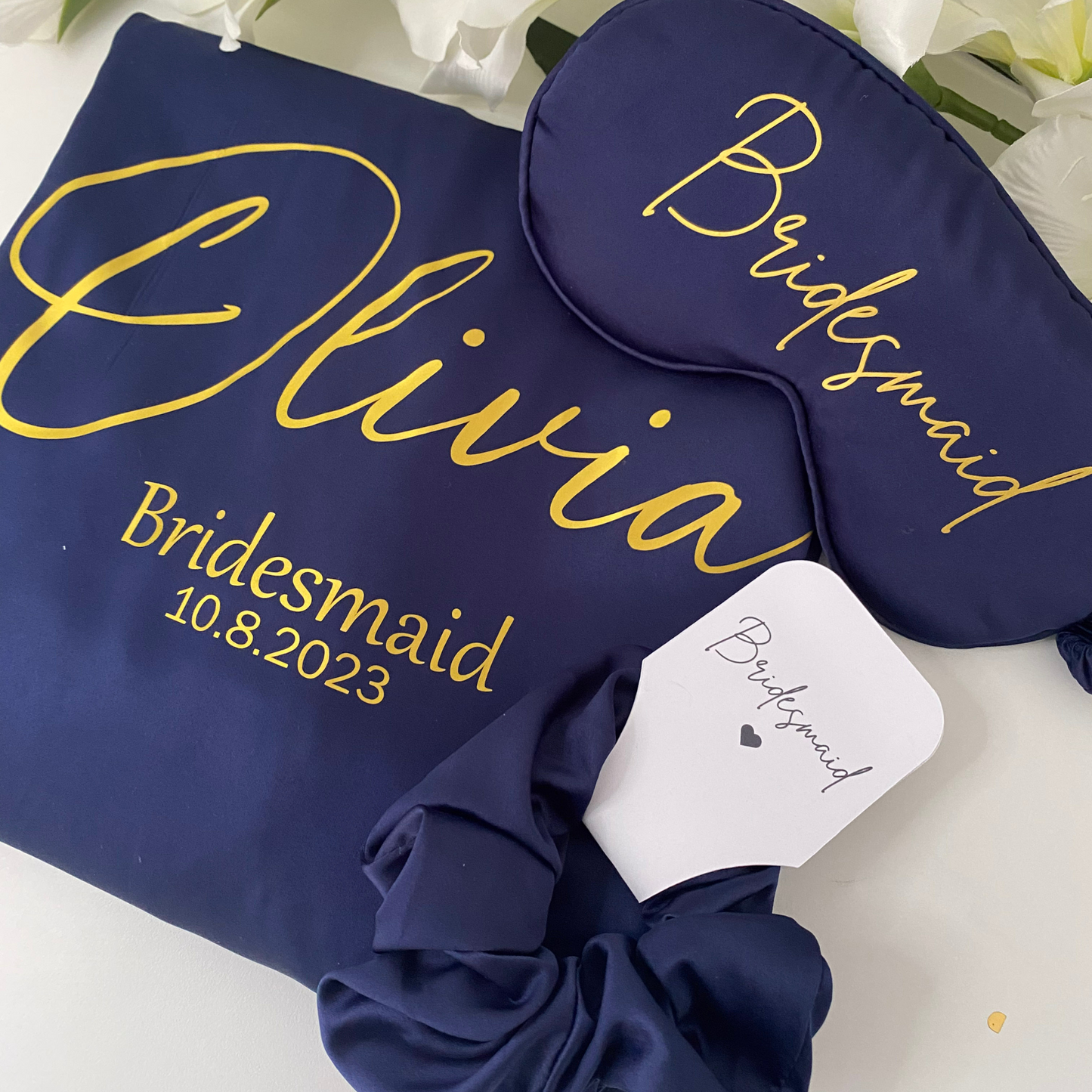 Personalised bridal robe gift set - Navy Blue