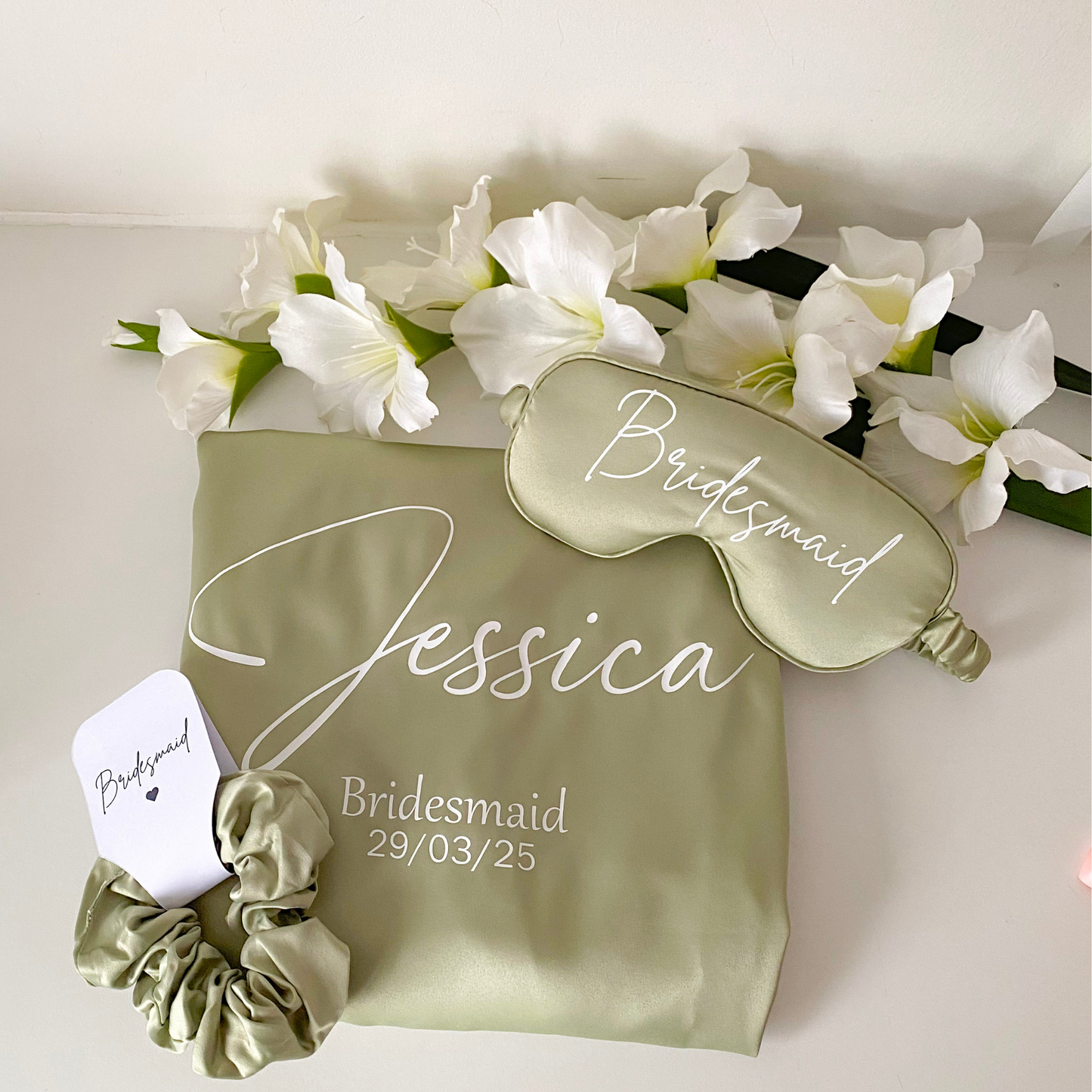 Personalised bridal robe gift set - Sage