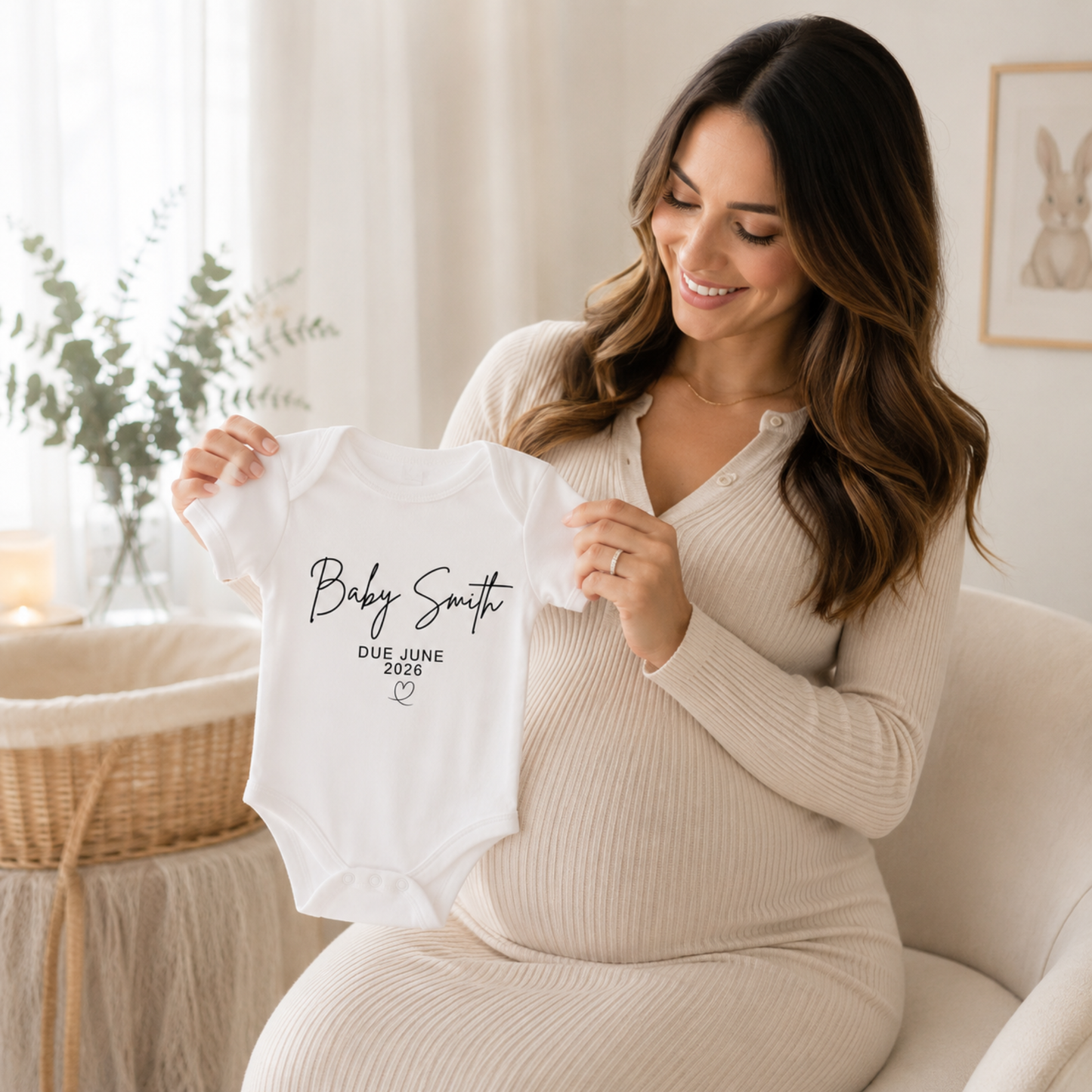 Personalised Baby Due Date Pregnancy Announcement Vest