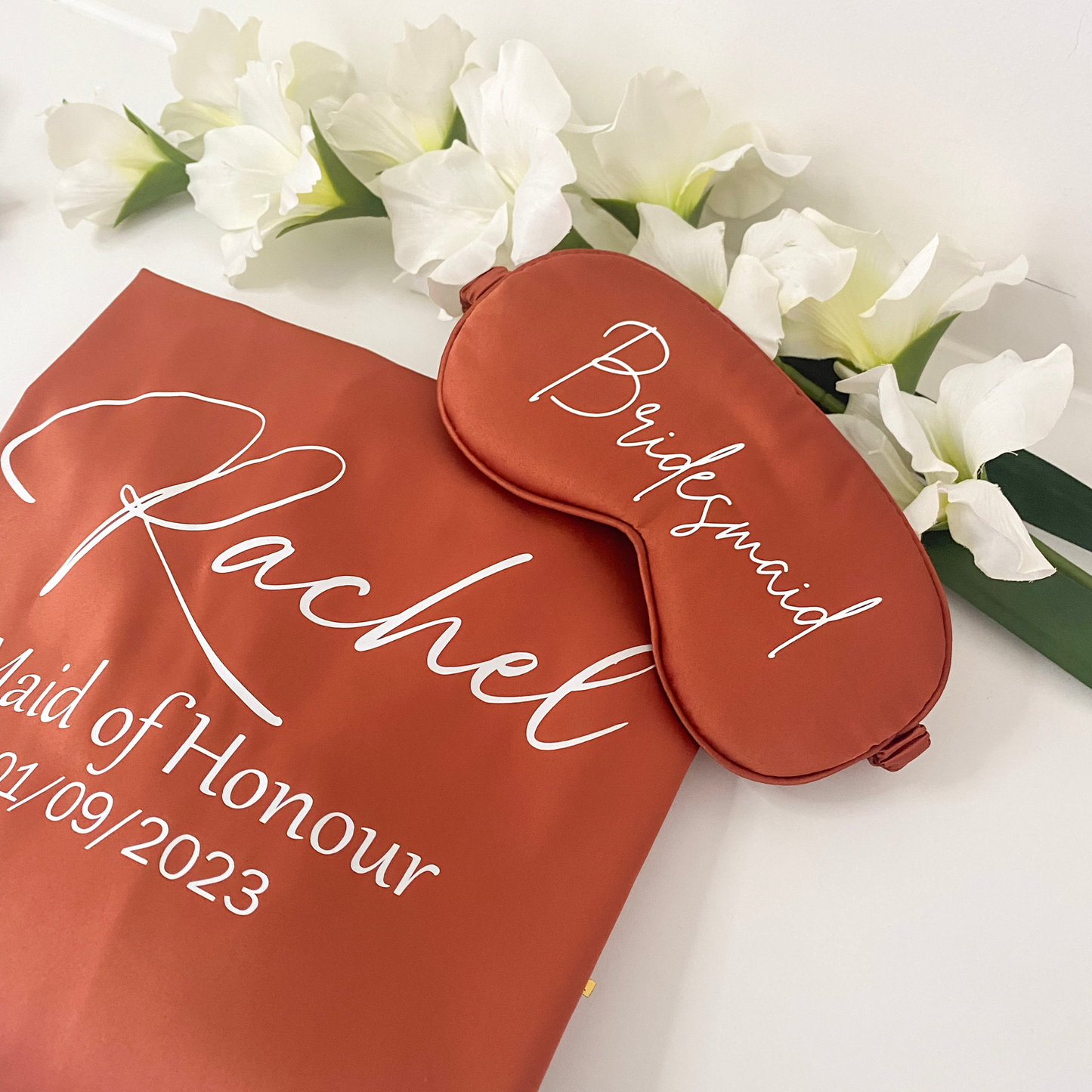 Personalised bridal robe gift set - Rustic Orange