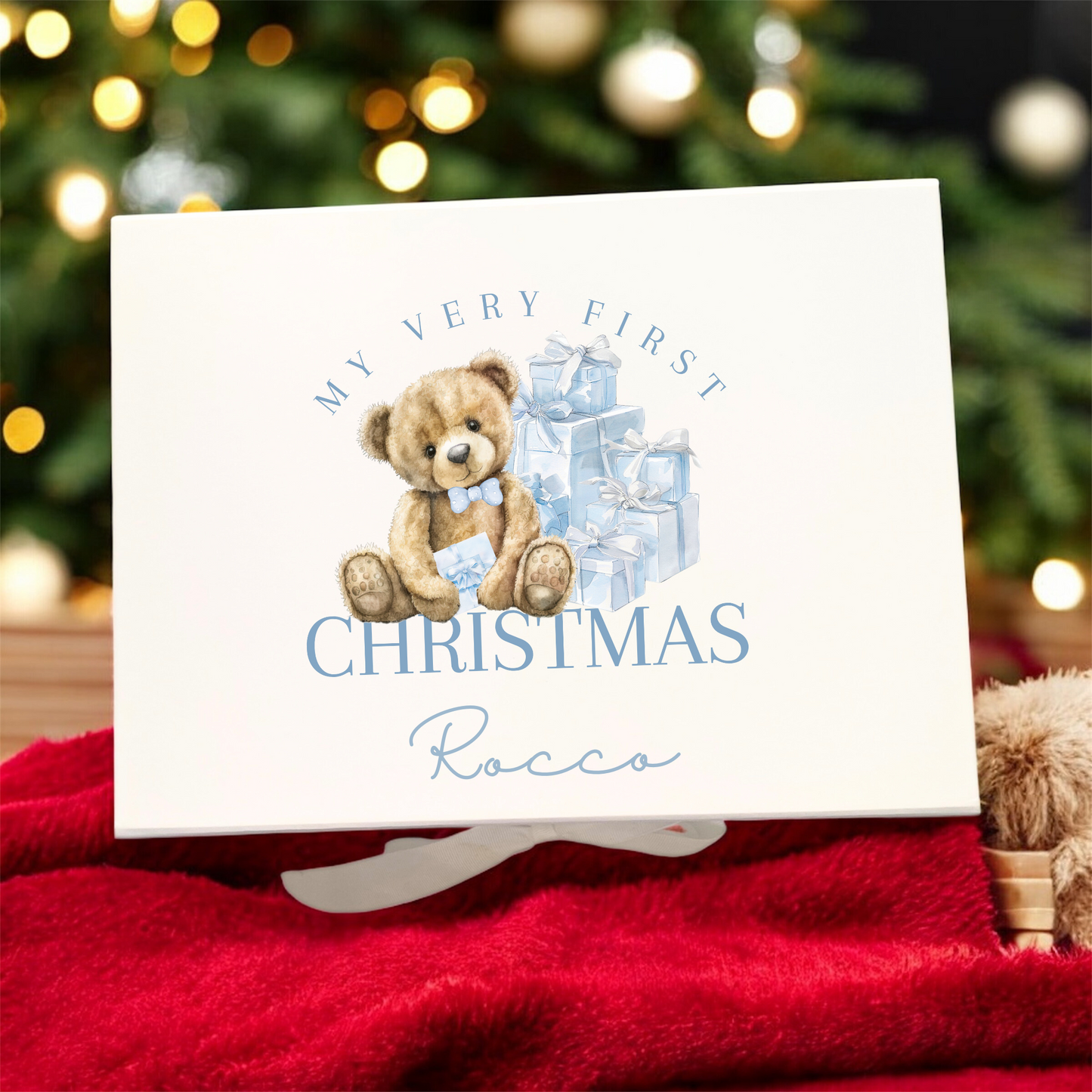 My First Christmas Gift Box - Blue Teddy