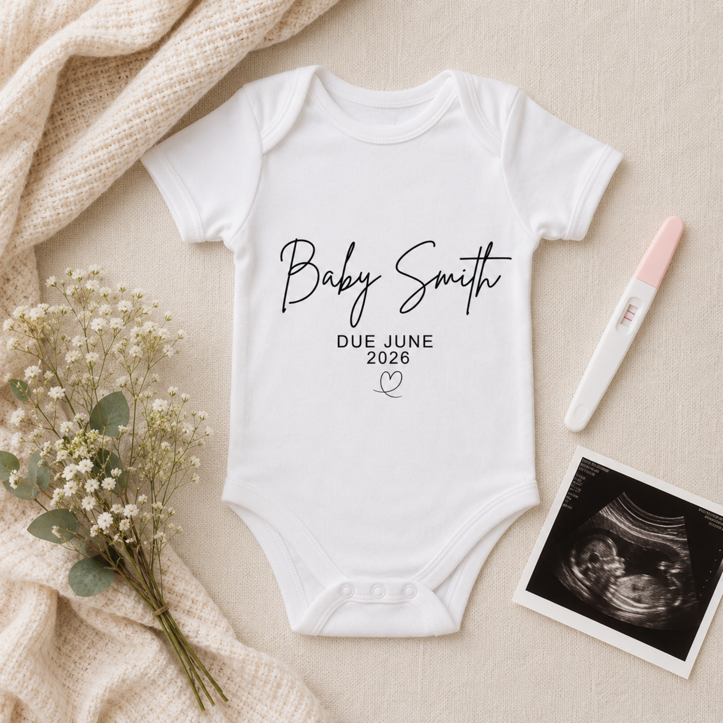 Personalised Baby Due Date Pregnancy Announcement Vest