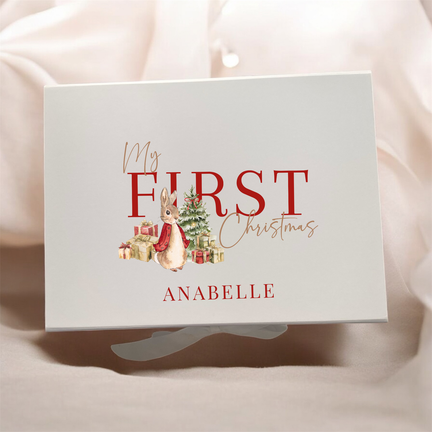 My First Christmas Gift box - Red bunny design