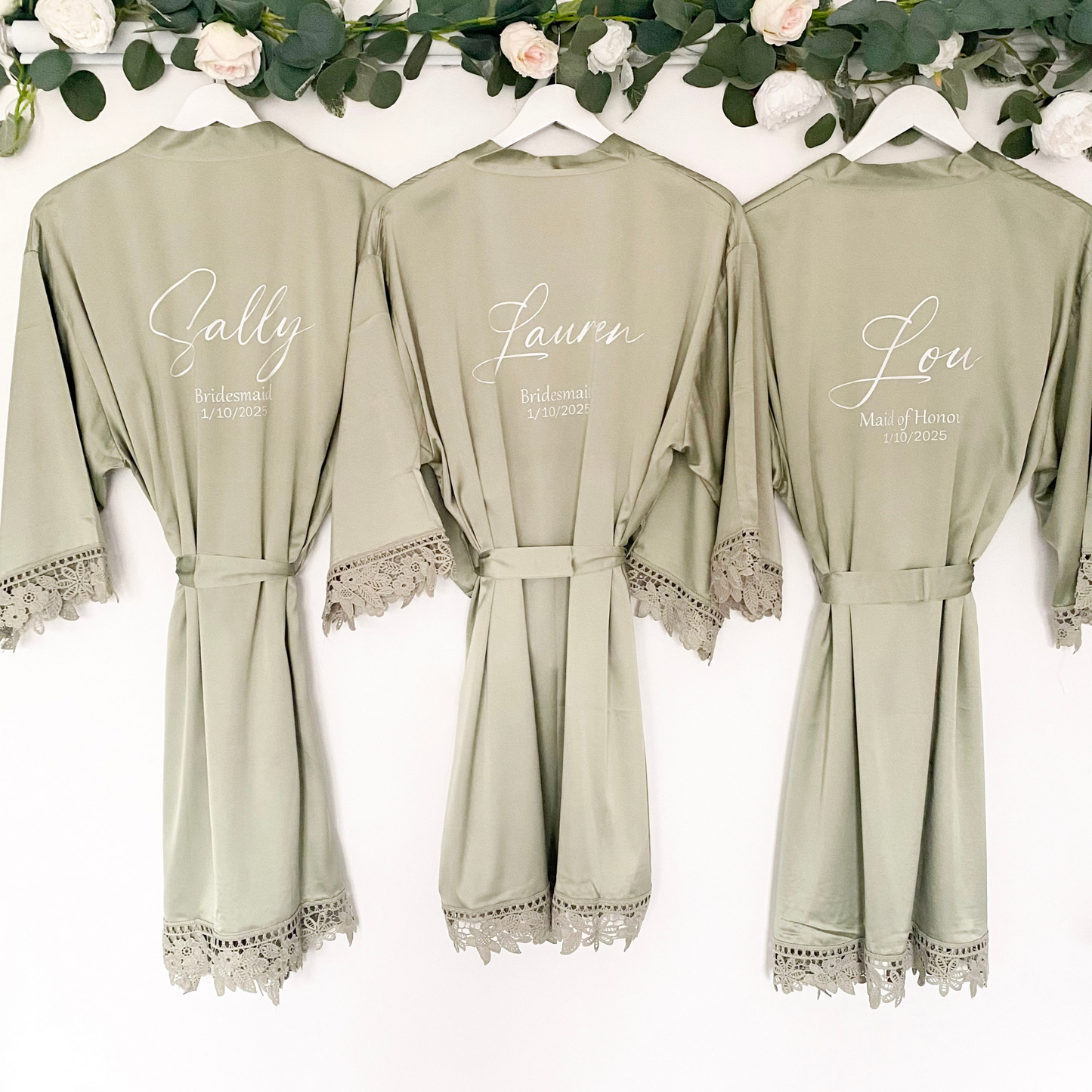 Personalised bridal robe gift set - Sage