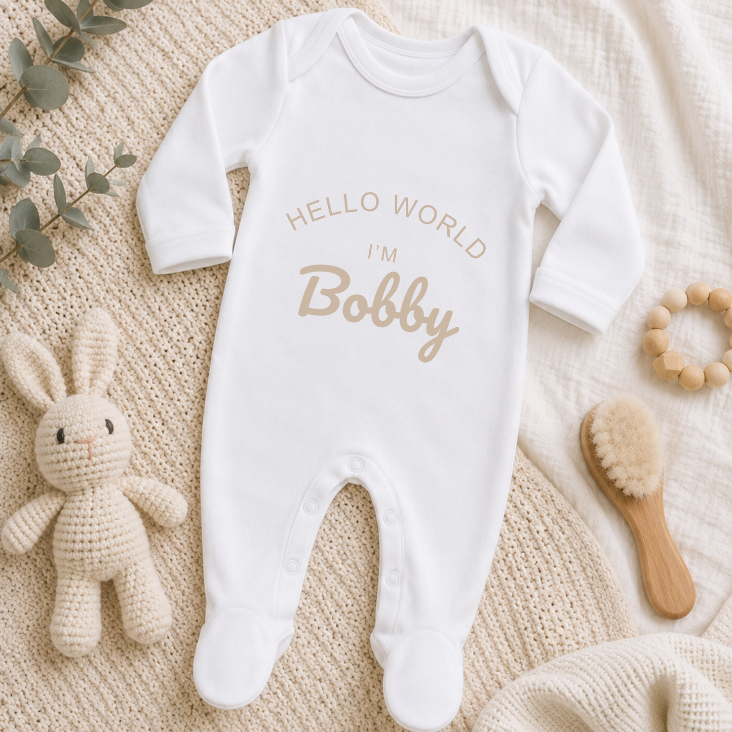 Personalised Hello World Sleepsuit