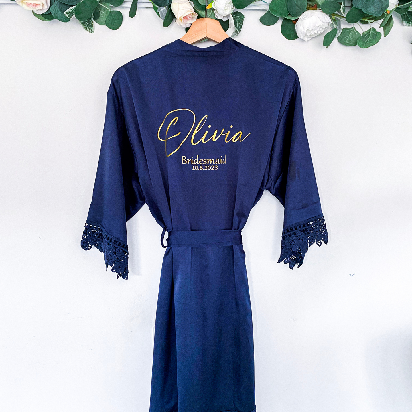 Personalised bridal robe gift set - Navy Blue