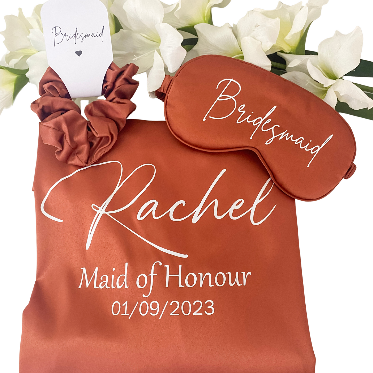 Personalised bridal robe gift set - Rustic Orange