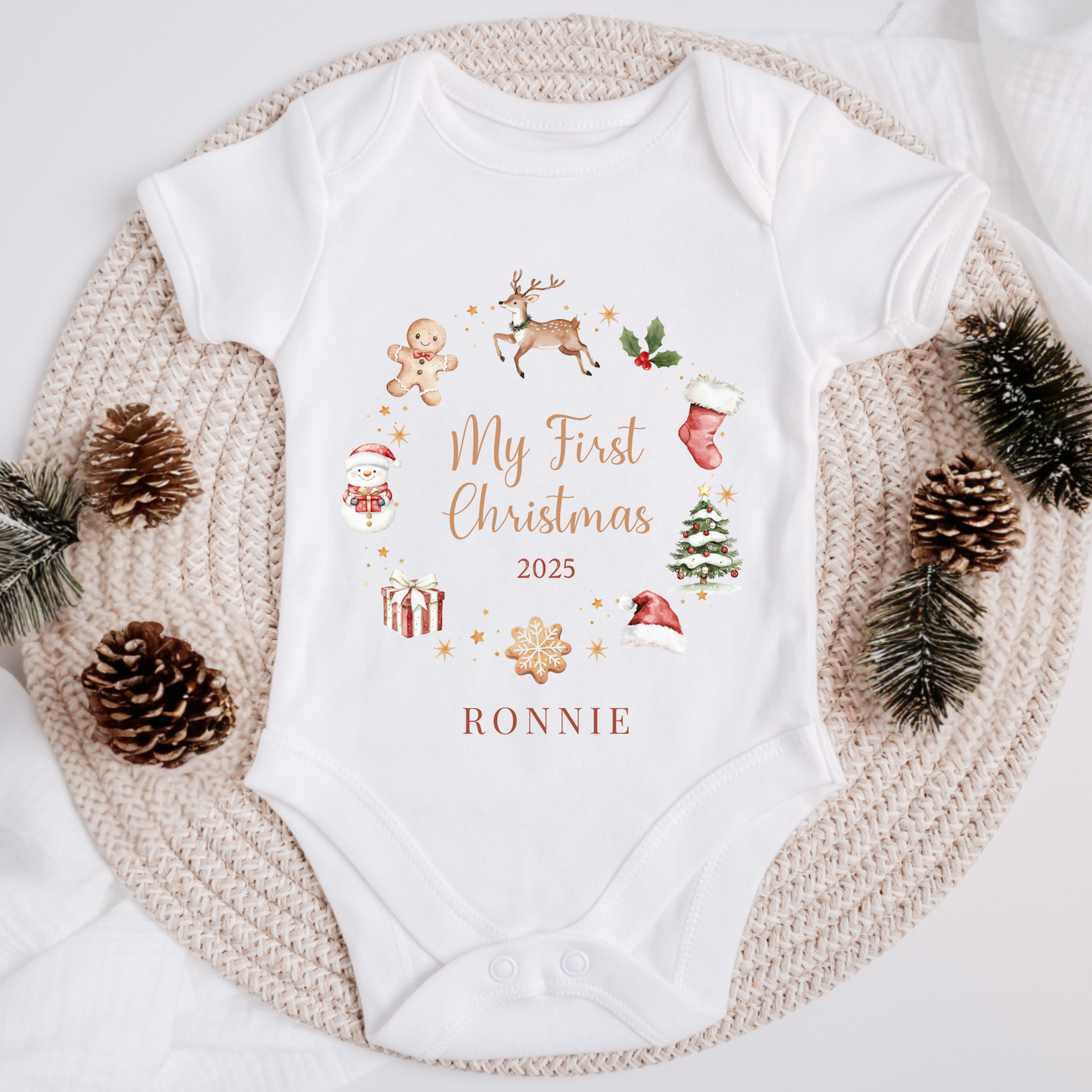 My first Christmas bodysuit 2025 - Traditional Christmas graphics