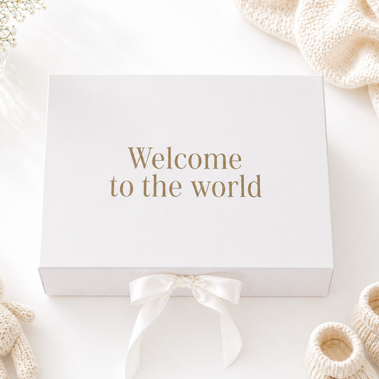 Personalised baby gift box with custom name on the lid
