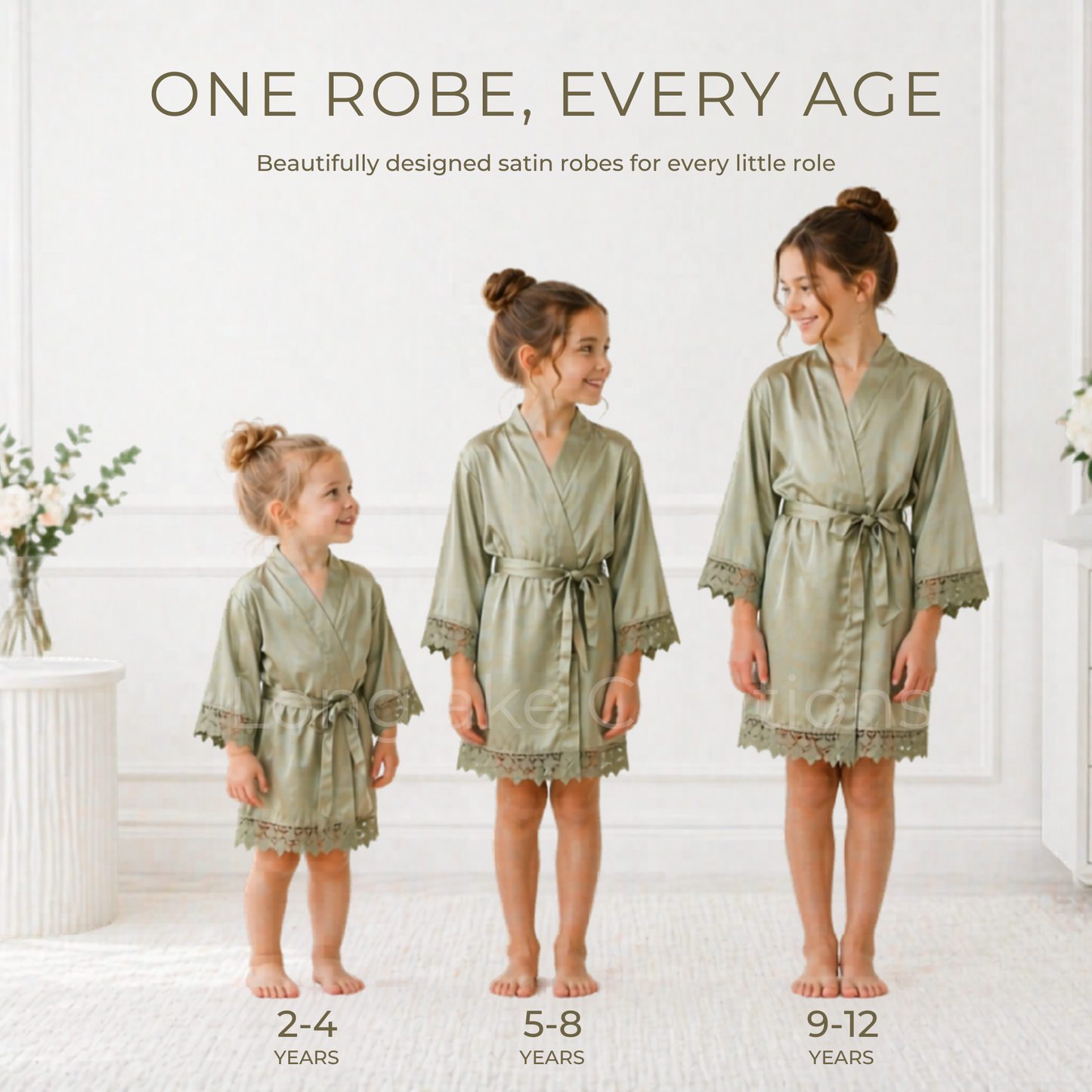 Personalised Flower Girl Robe with Lace Trim