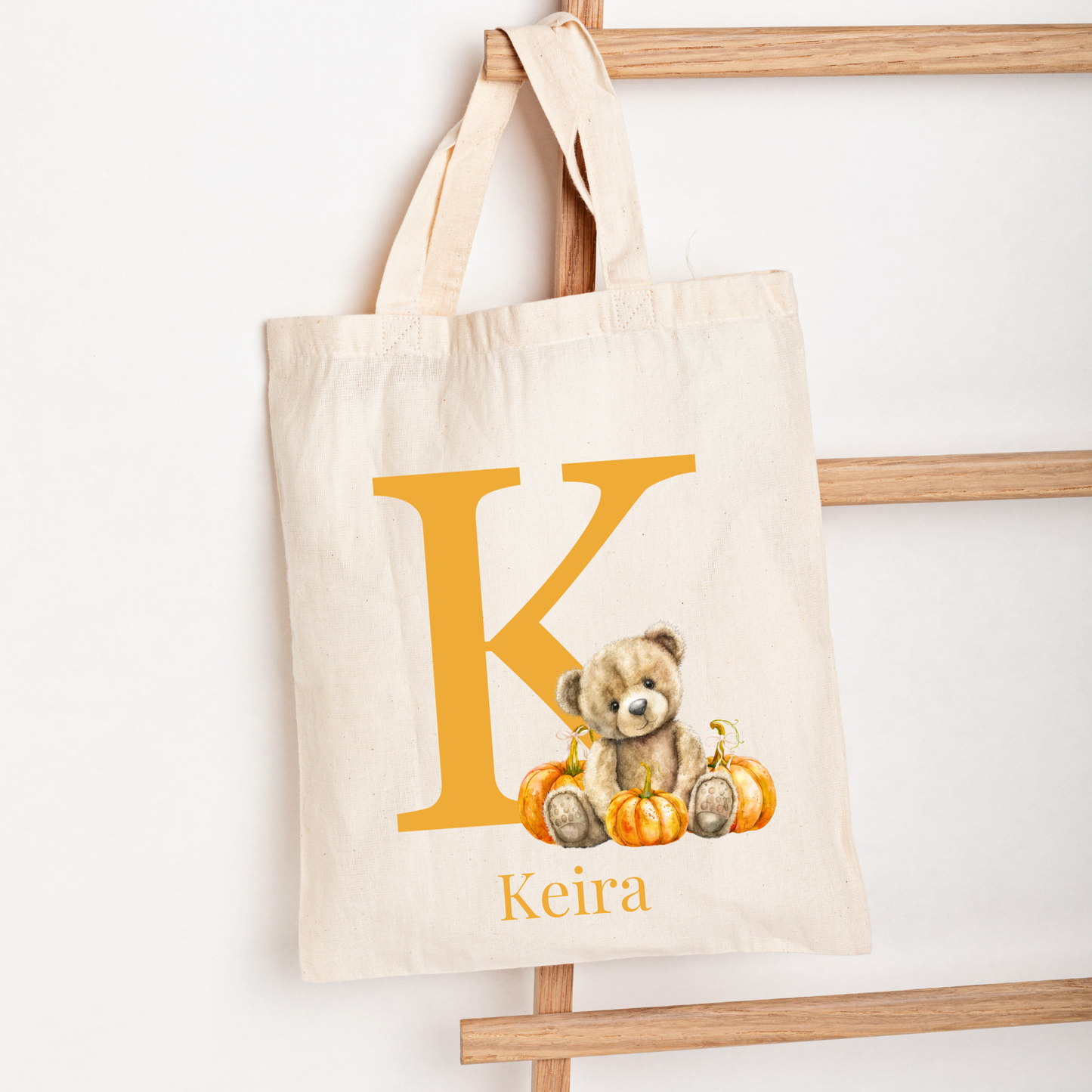 Halloween tote bag - with bear initial