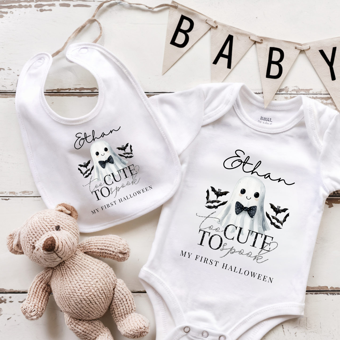 Halloween baby grow - Too cute to spook