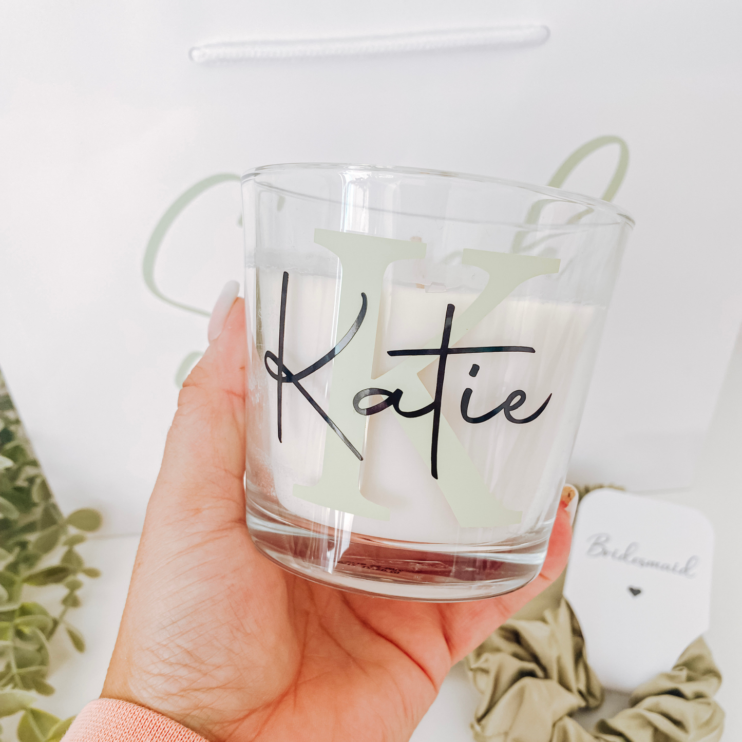 Personalised Bridal Party Gift Bag Bundle - sage green