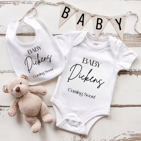 Personalised 'baby coming soon' annoucement vest