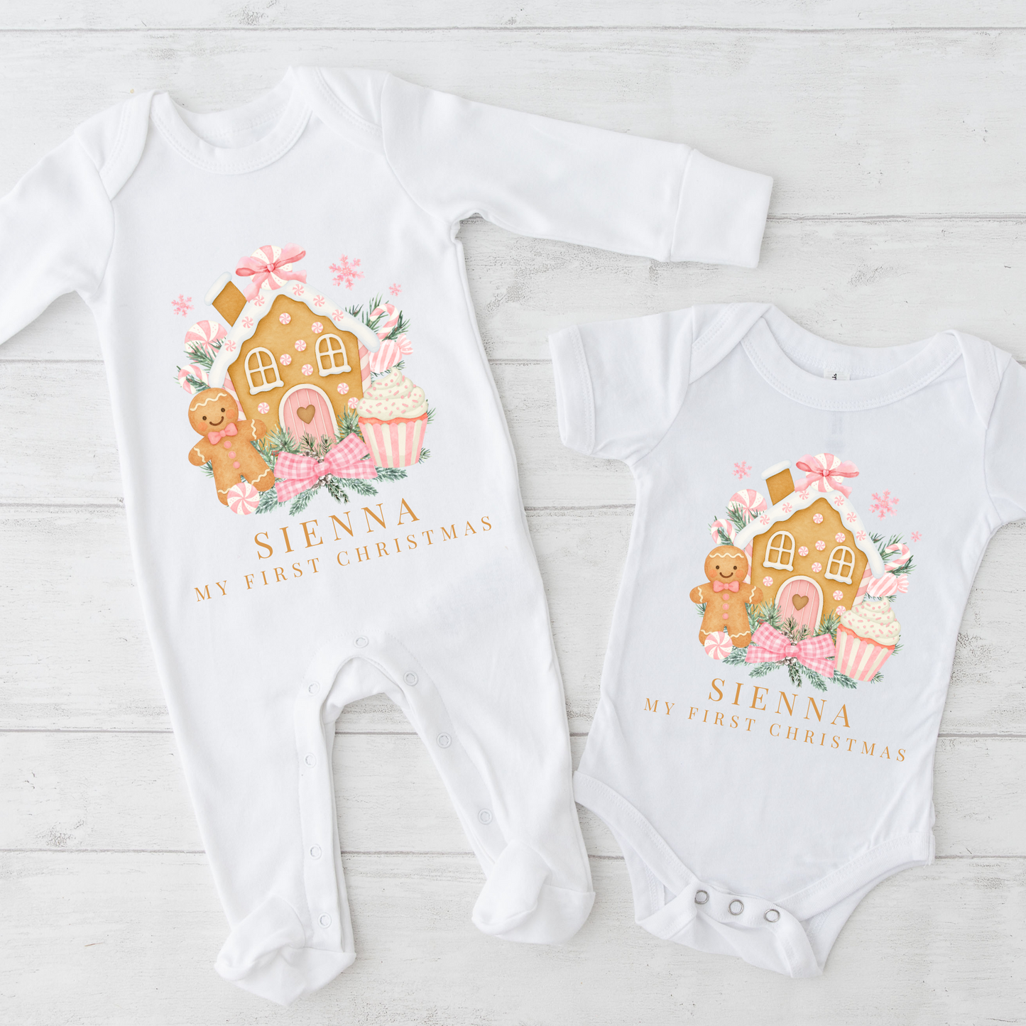 My first Christmas bodysuit - Pink Gingerbread House