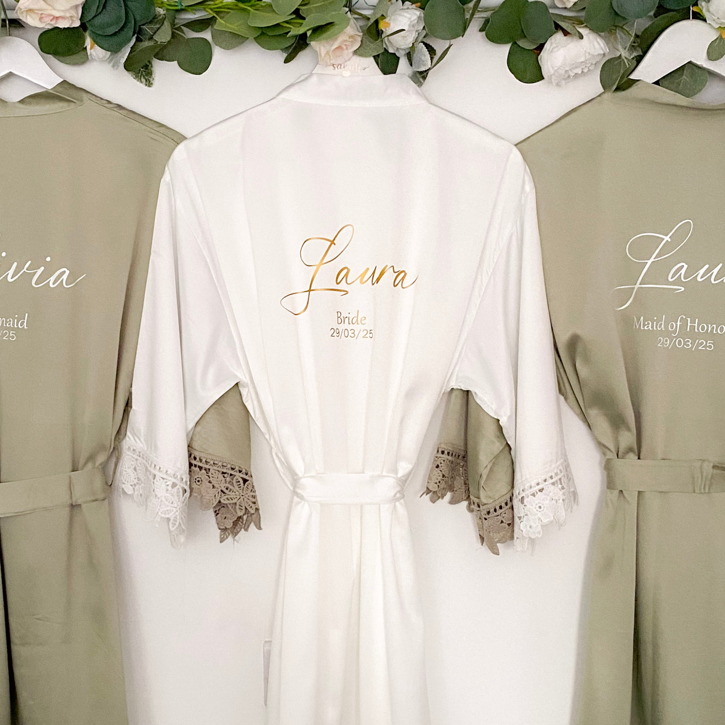 Personalised bridal robe gift set - White