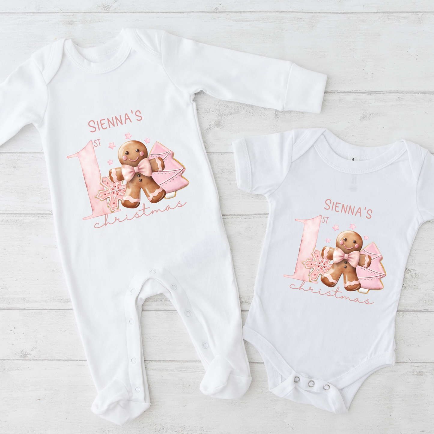 My first Christmas bodysuit - Pink Gingerbread Person