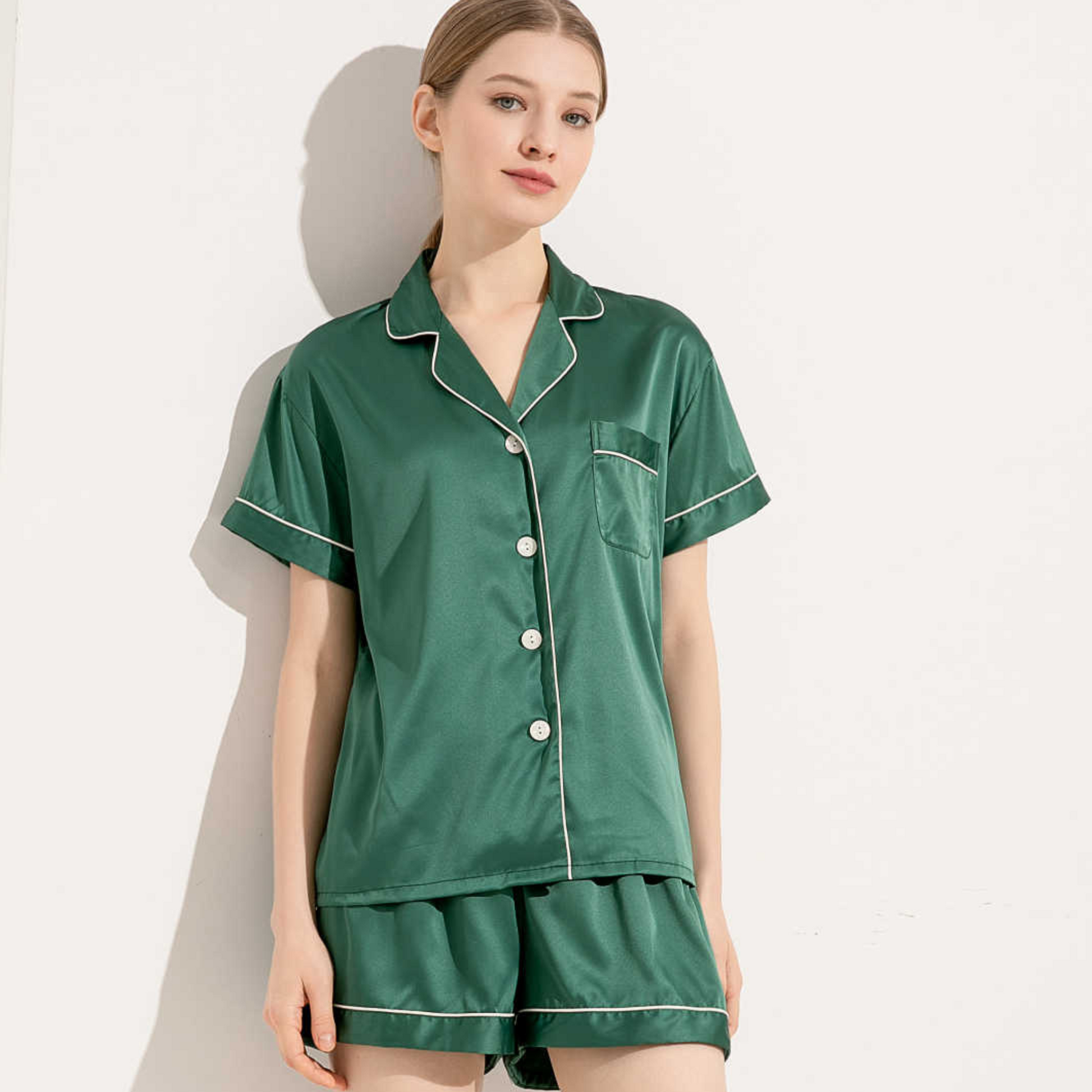 green personalised wedding pjs