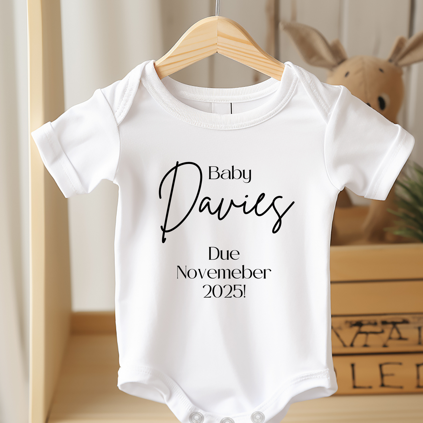 Personalised new baby announcement with due date