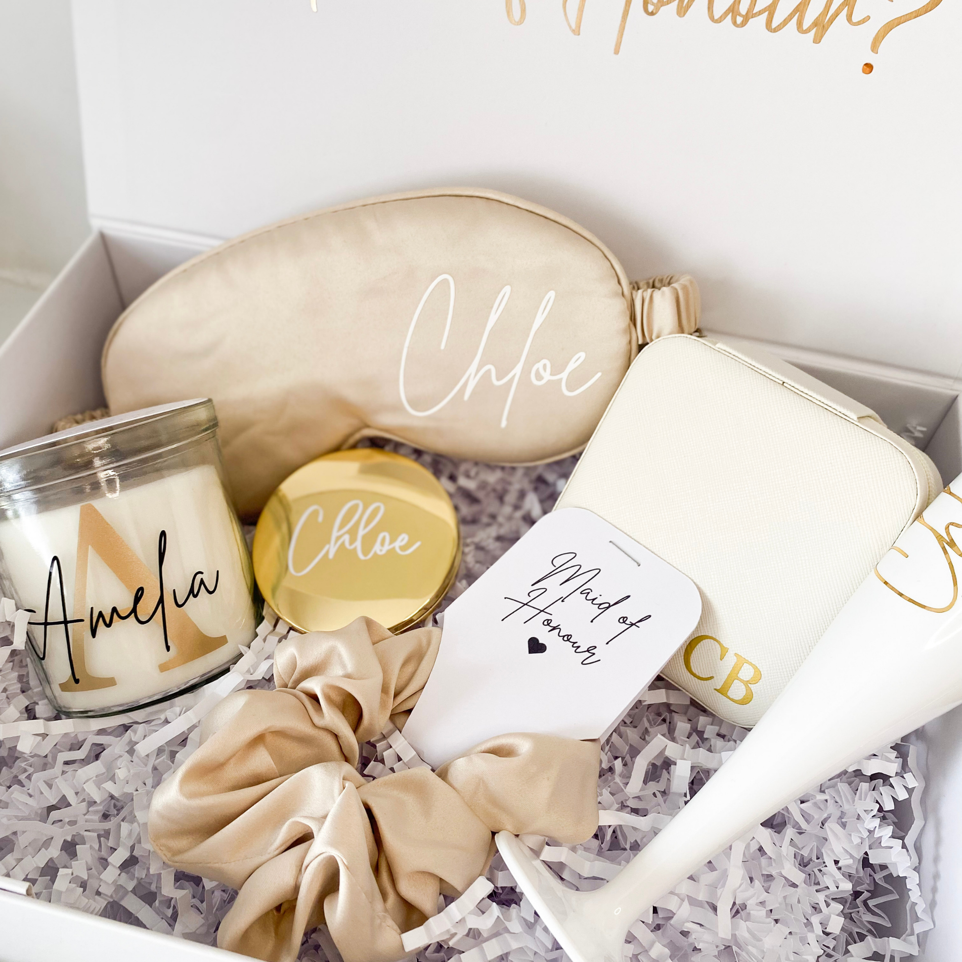 Bridal party gift bag/box set Champagne Gold - Main Image
