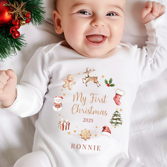 My first Christmas bodysuit 2025 - Traditional Christmas graphics