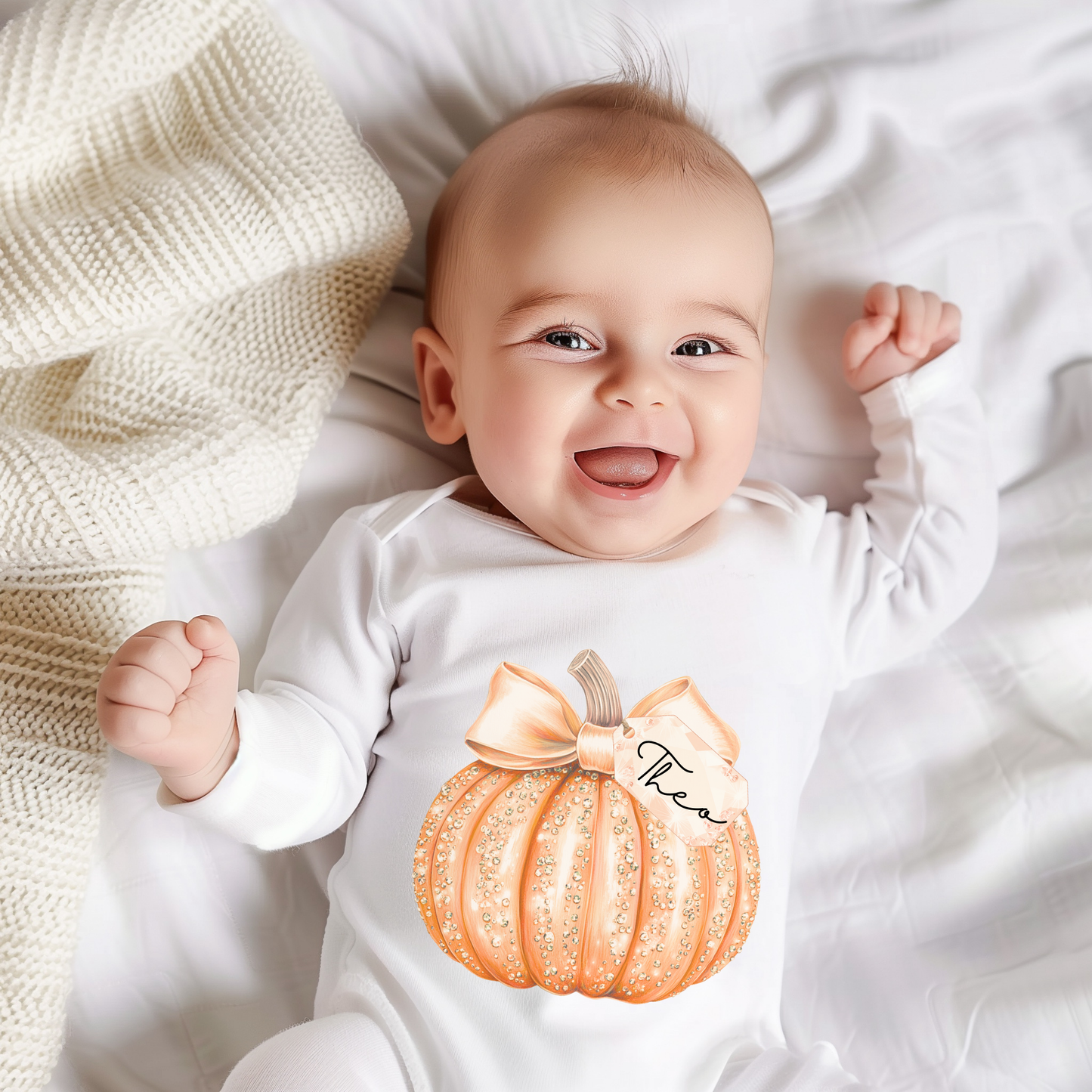 Halloween baby grow - bling pumpkin