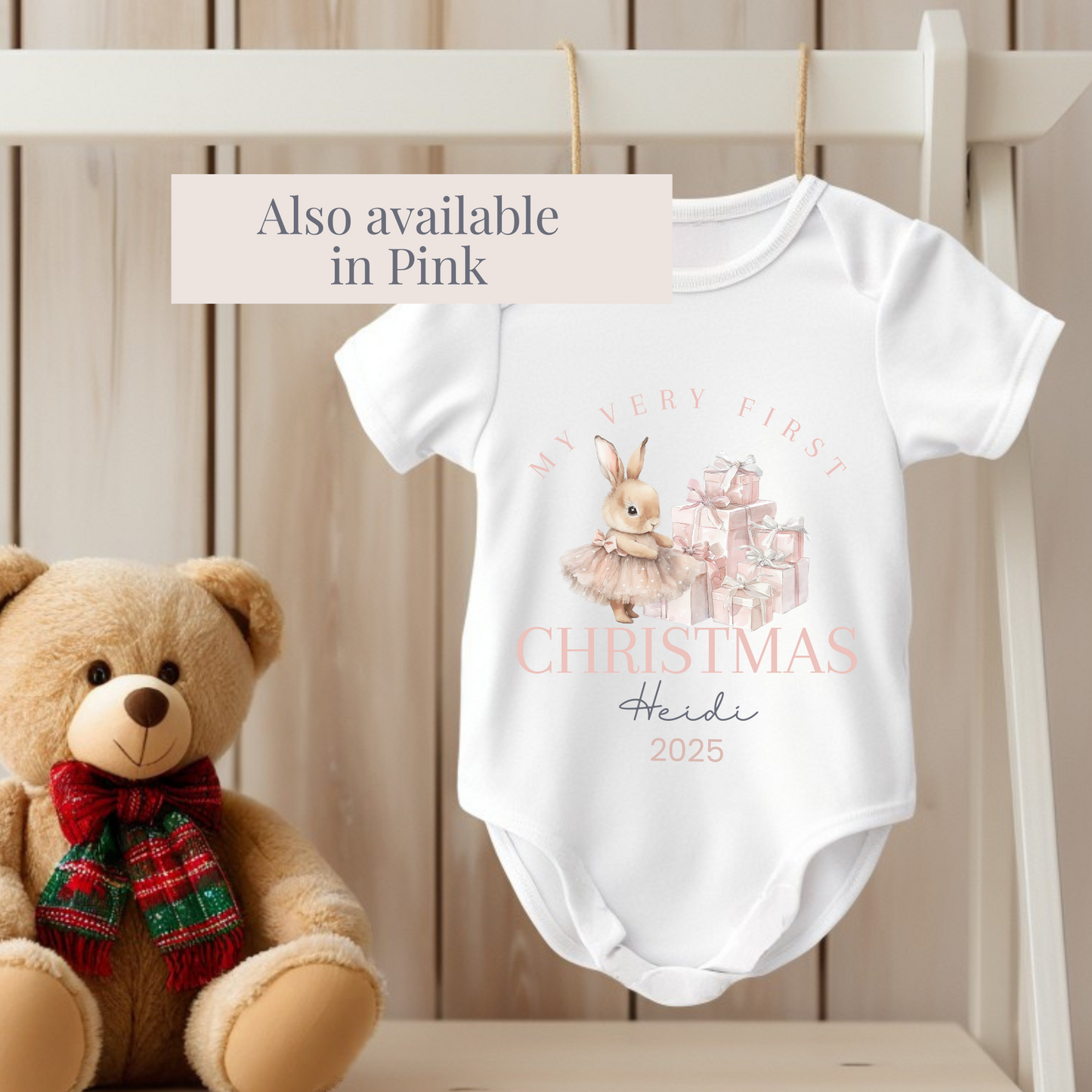 My first Christmas bodysuit - Blue teddy bear