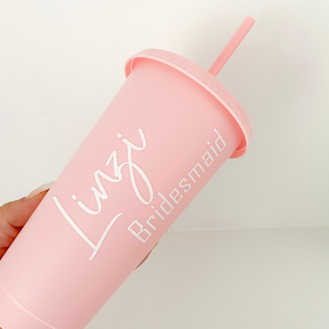 Personalised Pink Cold Cup