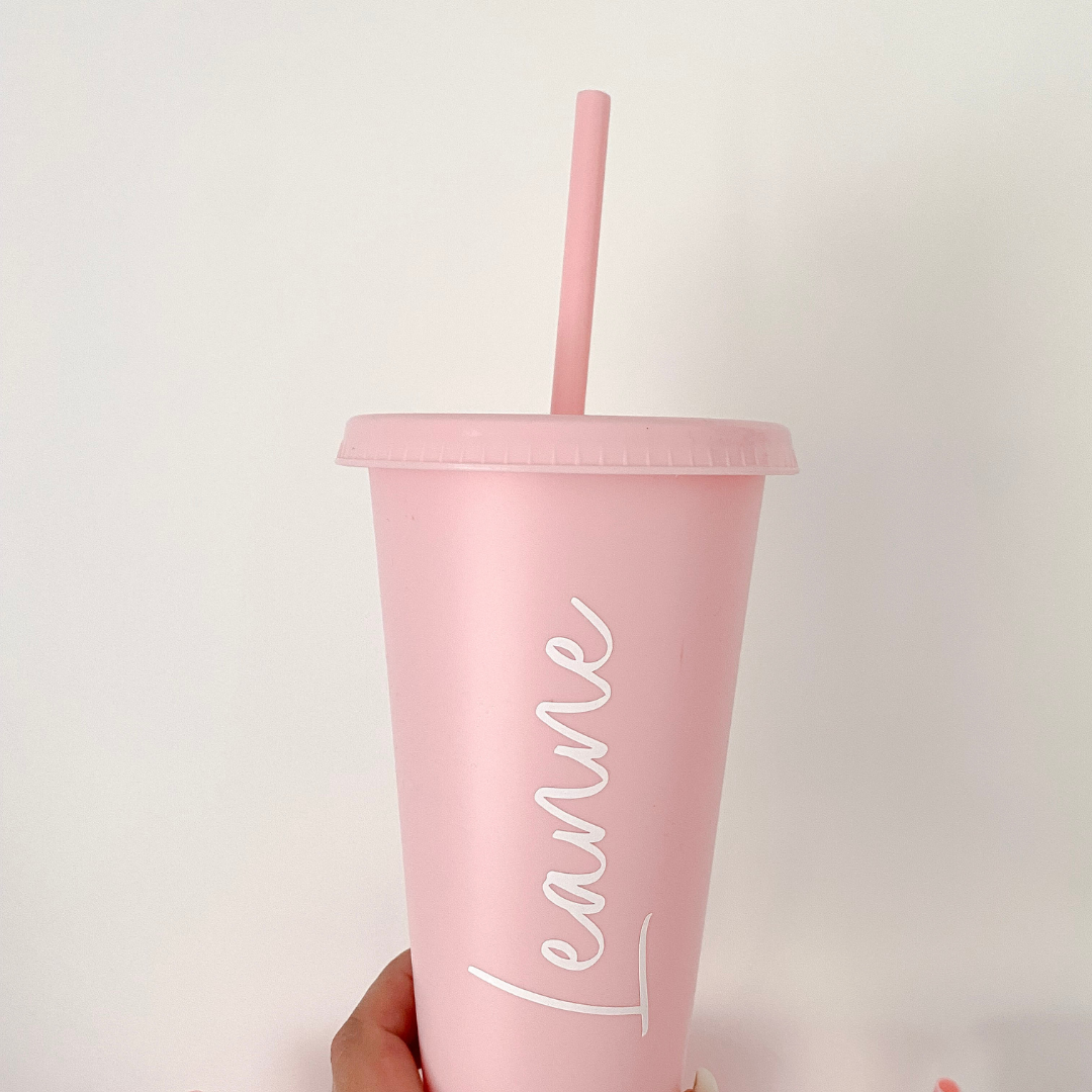 Personalised Pink Cold Cup